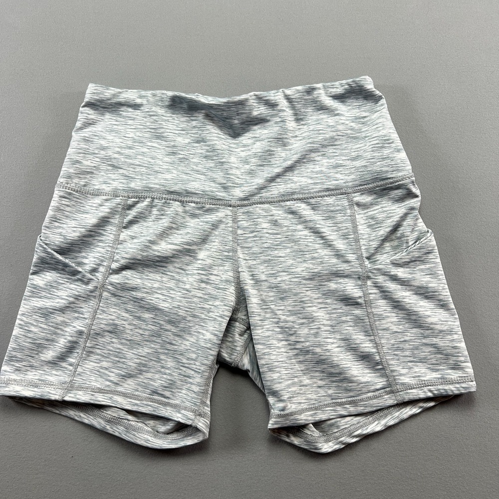 Ododos Tummy Biker Shorts Womens Small Heathered Gray Space Dye Athleisure Gym